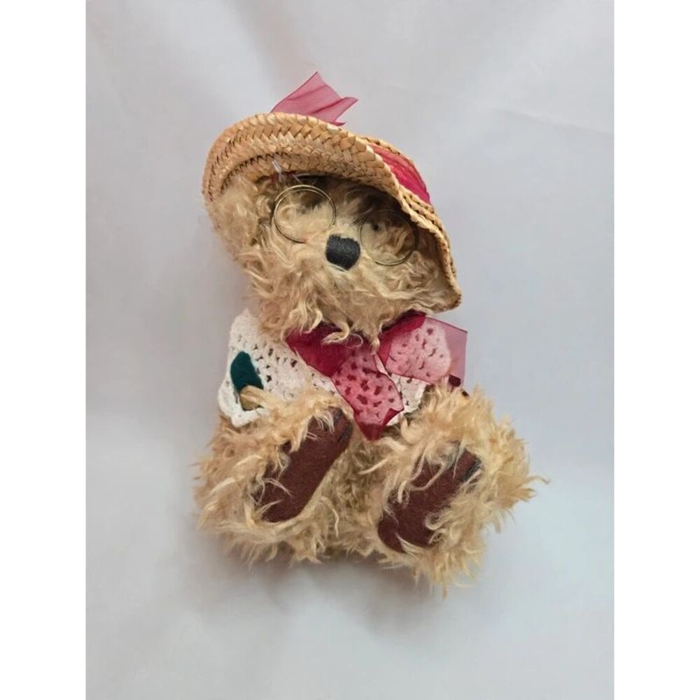 Pickford Brass Button Rosie Bear of Joy Jointed Straw Hat Glasses w Tag 1997